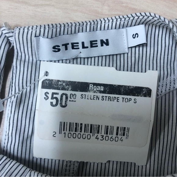 Stelen Black White Stripe Knot Front Blouse Size S NWT - Picture 3 of 6